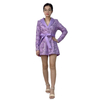 R355 Women All-over cut out embroidery notched collar long sleeves waist-tie party romper