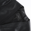 J108 Women faux leather V neck ribbed back hem short jacket