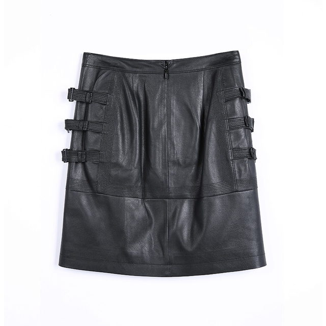 S245 Women faux leather trapunto stitch panelled mini skirt 