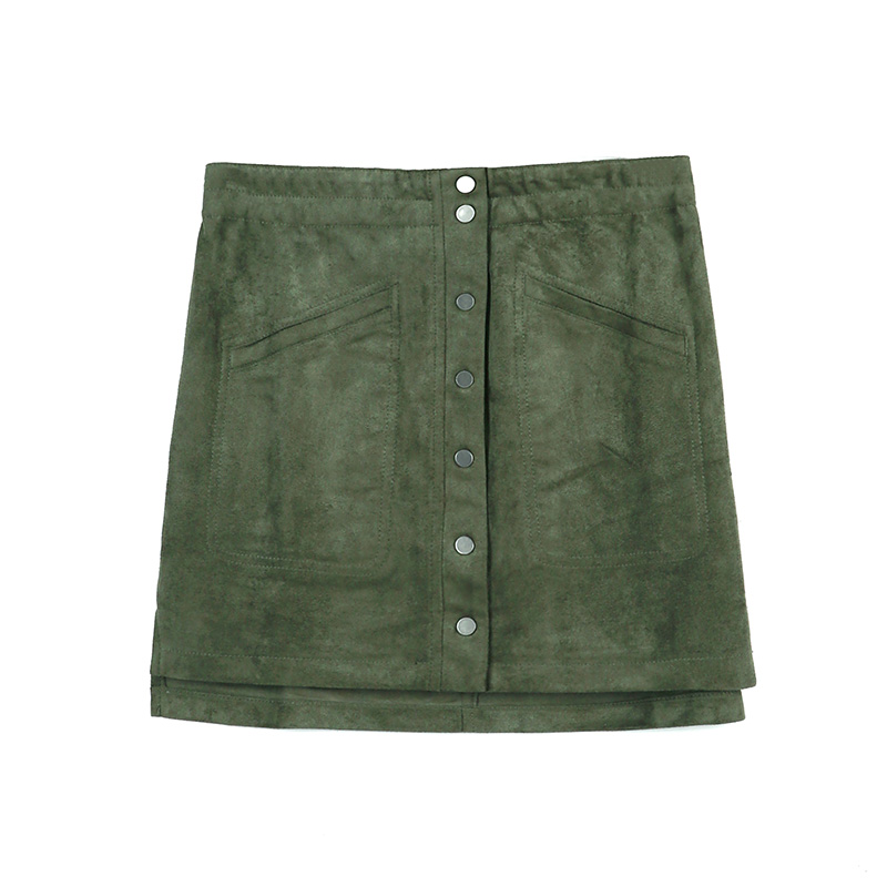 G545 Women Faux suede elasticated waist cargo mini skirt