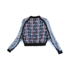 J579 Women Paisley print combo ribbed hem short bomber jacket