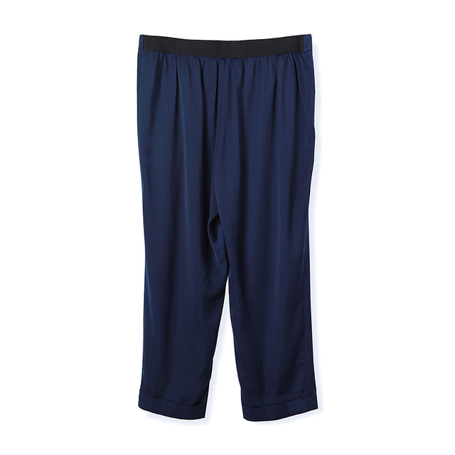 C799 Women solid back elasticated waist cropped casual pants