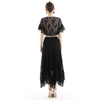 T064-1 Women floral lace V neck short sleeve elasticated hem cropped tops