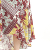 S070-2 Women Retro print wrap design panelled asymmetric casual midi skirt