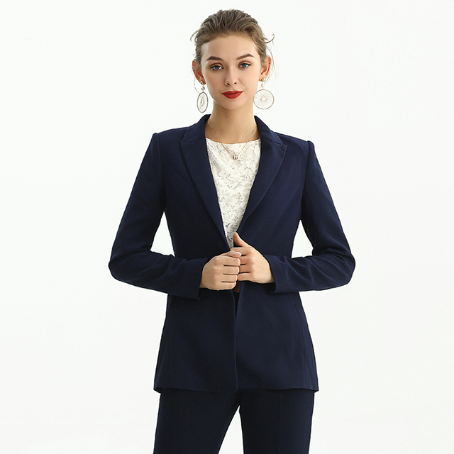 J155-8 Women Polyester crepe long sleeves notched lapel tailored-cut single-breasted blazer