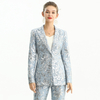 J180-1 Women Sequin embellished floral lace notched lapel tailored-cut evening blazer