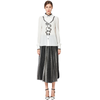 C080 Women Metallic knit elasticated waist full circle sunburst pleated evening midi skirt