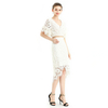 S075 Women Floral lace asymmetric scallop hem midi party skirt
