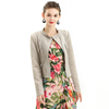 J092 Women faux suede panel perforated biker jacket