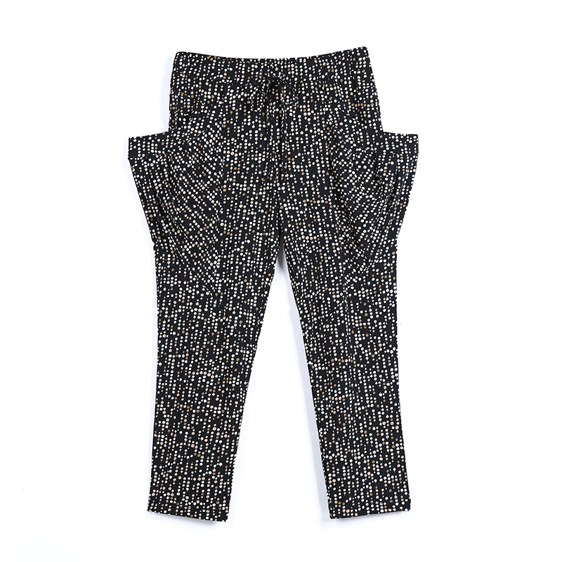 B770 Print knit big pouch-pocket tapered leg cropped pants