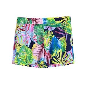 C845 Women Tropical print pull-on casual mini shorts