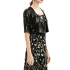 T046 Women Sequined chiffon jacket V-neck short sleeves cropped blouse jacket