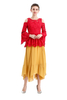 S068-7 Women Solid chiffon asymmetric panelled long flare handkerchief skirt