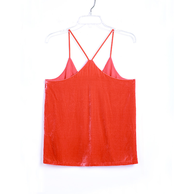 Y730 Women Silk rayon velvet V-neck racer back strappy camisole top
