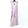 8A59 Women Solid V-neck front drape high-low design asymmetric hem day dress
