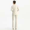  P147-3 Women Ivory lace bonded fabric mid-rise straight leg evening long pants
