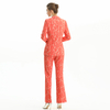P147-1 Women Bonded floral lace mid-rise straight leg evening long pants.