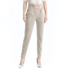 P129 Women Faux suede side stripe zip cuff smart casual tailored pants