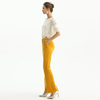 P147 Women stretch velvet mid-rise straight leg tailored trousers