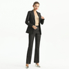 P147-4 Women Metallic jacquard mid-rise straight leg evening trousers