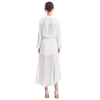 S070-4 Women White wrap design panelled asymmetric casual midi skirt 
