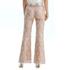 P164-4 Women Embroidered sequinned tulle mid-rise boot-cut tailored evening trousers
