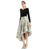 S144 Women Metallic bubble jacquard full circle asymmetric flare party skirt