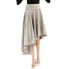 S145 Women Faux suede wide waistband full circle high low asymmetric flare skirt