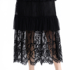 S167-1 Women Floral lace Swiss dot tulle tiered ruffle long evening skirt