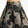 S137-1 Women Metallic floral jacquard inverted pleat A-line midi skirt