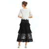 S138 Women Sequin bead embellishment Swiss dot tiered ruffle long evening skirt