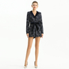 R154 Women Bonded sequinned lace long sleeves party romper