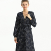 C165 Women Bonded sequinned lace long sleeves evening maxi robe dress