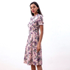 D222 Women Paisley print rolled collar A-line day dress