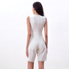 R231 Women Solid round neck lace trimmed romper