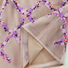 8G45 Women Neoprene mesh floral embroidery sleeveless cropped top and A-line pleated skirt set