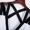 Z224 Women Color-block multi-strap criss-cross back pleated tiered party short dress