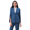 J235 Women Polyester notched lapel split sleeve tailored-cut single-breasted blazer