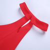 8N67 Women Solid strapless halter back maxi evening dress