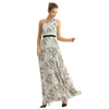 D202 Print CDC Single Shoulder Sunburst Pleated Maxi Evening Dress