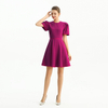 D094 Solid Short Puffy Sleeve Mini Day Dress