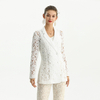 J214 Solid Floral Lace Double Breast Evening Blazer