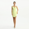 D210 Solid Crepe Asymmetric Neckline Mini Evening Dress