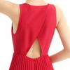 R196 Women Solid sleeveless sunburst pleated party jumpsuit