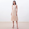 D178-1 Women Solid sleeveless tiered flared midi day dress