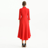 D186 Women Solid three-quarter sleeves A-line high low hem midi party dress 