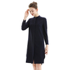 C053-1 Women Solid long sleeves band collar seam-detail midi shirt dress