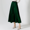 A121 Women Metallic knit full circle sunburst pleated midi party skirt