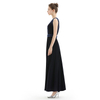 H08 Women Solid knit sleeveless embroidered and sequin embellished maxi evening dress