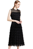 D003 Women Multi layers fringes sleeveless midi party dress